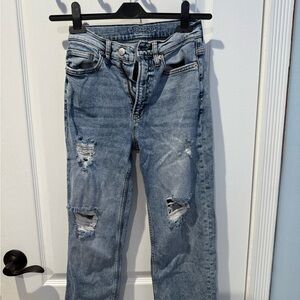 Arizona Jean Company Women's Light Blue Distressed Boyfriend Jeans